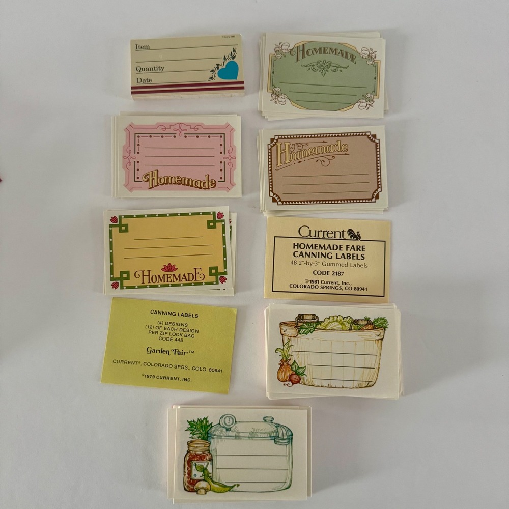 Vintage Current Avery Canning Labels Lot 1979 1981 1987 Homemade Garden Fair